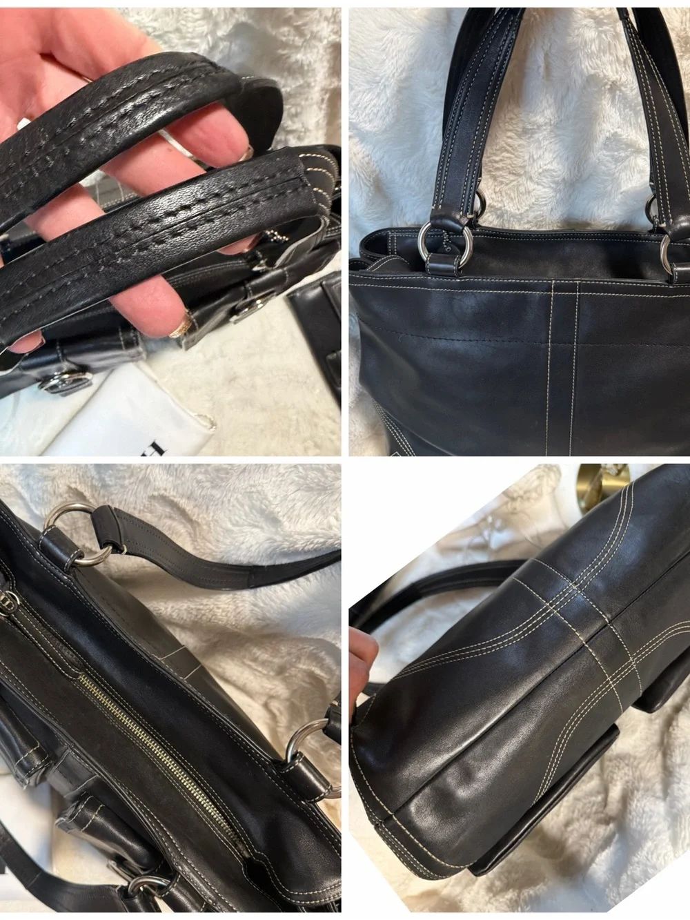 Amazing Y2K Coach SoHo bundle Black Leather Brief Tote with Matching Wallet